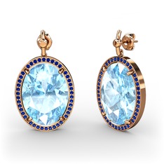 Nada Küpe - Akuamarin ve lab safir 14 ayar rose altın küpe #18j9mbl