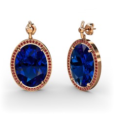 Nada Küpe - Lab safir ve garnet 18 ayar rose altın küpe #18uuzl6