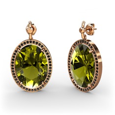 Nada Küpe - Peridot ve siyah zirkon 925 ayar rose altın kaplama gümüş küpe #19w90fb