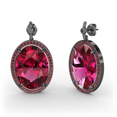 Nada Küpe - Rodolit garnet ve garnet 925 ayar siyah rodyum kaplama gümüş küpe #1aqy6ts