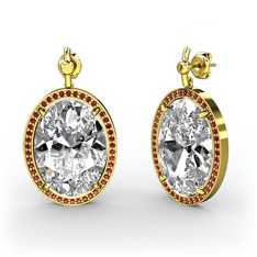 Nada Küpe - Swarovski ve garnet 14 ayar altın küpe #1b9c04c