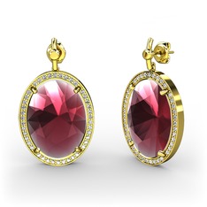 Nada Küpe - Kök yakut ve pırlanta 925 ayar altın kaplama gümüş küpe (1.26 karat) #1bbuitq