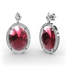 Nada Küpe - Kök yakut ve swarovski 18 ayar beyaz altın küpe #1beb8sw