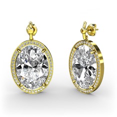 Nada Küpe - Swarovski ve beyaz zirkon 8 ayar altın küpe #1cnildl