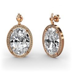 Swarovski ve dumanlı kuvars 8 ayar rose altın küpe