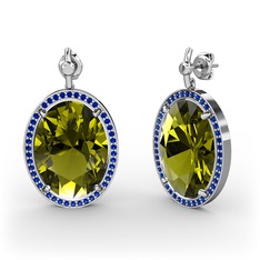 Nada Küpe - Peridot ve lab safir 8 ayar beyaz altın küpe #1fbv2a0