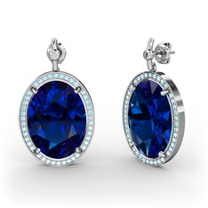 Nada Küpe - Lab safir ve akuamarin 18 ayar beyaz altın küpe #1hdkxie