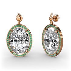 Nada Küpe - Swarovski ve yeşil kuvars 14 ayar rose altın küpe #1hjrcnx