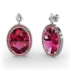 Nada Küpe - Rodolit garnet ve garnet 14 ayar beyaz altın küpe #1hkd71a