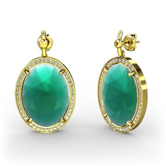 Nada Küpe - Kök zümrüt ve pırlanta 925 ayar altın kaplama gümüş küpe (1.26 karat) #1if15sf