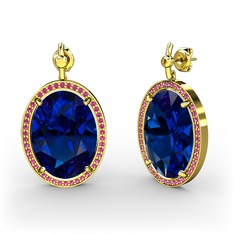 Lab safir ve rodolit garnet 8 ayar altın küpe