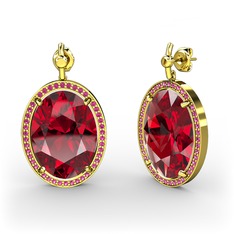 Nada Küpe - Garnet ve rodolit garnet 14 ayar altın küpe #1inwe8p
