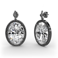 Nada Küpe - Swarovski ve siyah zirkon 925 ayar siyah rodyum kaplama gümüş küpe #1j95z1a