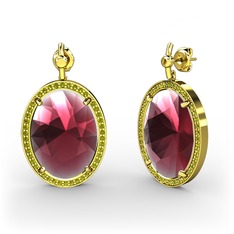 Kök yakut ve peridot 8 ayar altın küpe