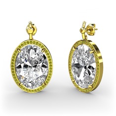 Nada Küpe - Swarovski ve peridot 18 ayar altın küpe #1k058l2
