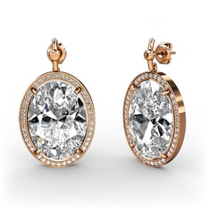Beyaz zirkon ve swarovski 8 ayar rose altın küpe