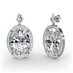 Nada Küpe - Swarovski ve akuamarin 14 ayar beyaz altın küpe #1khnhqo