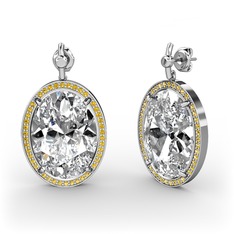 Nada Küpe - Swarovski ve sitrin 14 ayar beyaz altın küpe #1kldg0b