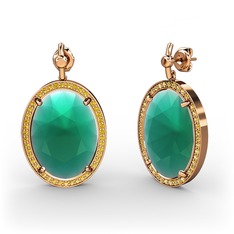 Nada Küpe - Kök zümrüt ve sitrin 14 ayar rose altın küpe #1koyjyh