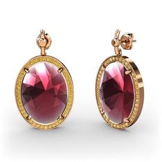 Nada Küpe - Kök yakut ve sitrin 18 ayar rose altın küpe #1mgpo3r