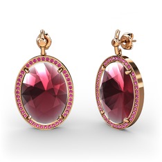 Nada Küpe - Kök yakut ve rodolit garnet 14 ayar rose altın küpe #1mzdqpi