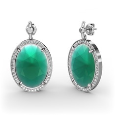 Nada Küpe - Kök zümrüt ve swarovski 8 ayar beyaz altın küpe #1n3412z
