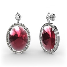 Nada Küpe - Kök yakut ve dumanlı kuvars 18 ayar beyaz altın küpe #1nklocr