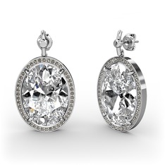 Swarovski ve dumanlı kuvars 8 ayar beyaz altın küpe
