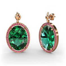 Nada Küpe - Yeşil kuvars ve rodolit garnet 8 ayar rose altın küpe #1p6tzv2