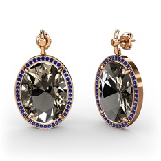 Nada Küpe - Dumanlı kuvars ve lab safir 18 ayar rose altın küpe #1pwzhsa