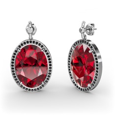 Nada Küpe - Garnet ve siyah zirkon 925 ayar gümüş küpe #1qgwxnz