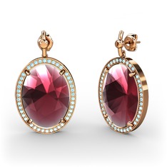 Nada Küpe - Kök yakut ve akuamarin 18 ayar rose altın küpe #1qqi3a3