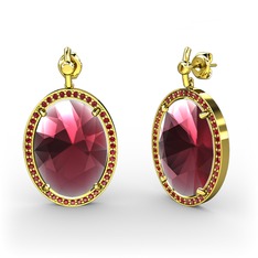 Nada Küpe - Kök yakut ve garnet 8 ayar altın küpe #1re93or