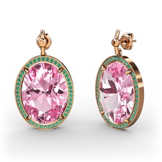 Nada Küpe - Pembe kuvars ve yeşil kuvars 925 ayar rose altın kaplama gümüş küpe #1rhjwrk