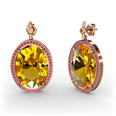 Nada Küpe - Sitrin ve rodolit garnet 14 ayar rose altın küpe #1rw0ibf