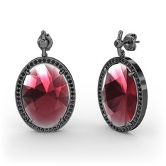 Nada Küpe - Kök yakut ve siyah zirkon 925 ayar siyah rodyum kaplama gümüş küpe #1svb0uk