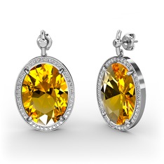 Nada Küpe - Sitrin ve swarovski 925 ayar gümüş küpe #1wagpxm