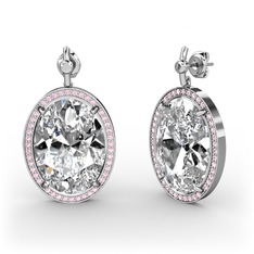Nada Küpe - Swarovski ve pembe kuvars 8 ayar beyaz altın küpe #1x2b4xo