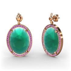 Nada Küpe - Kök zümrüt ve ametist 925 ayar rose altın kaplama gümüş küpe #1ybma8w