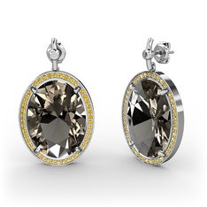 Nada Küpe - Dumanlı kuvars ve sitrin 925 ayar gümüş küpe #2h43xr