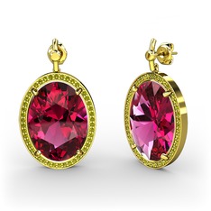 Nada Küpe - Rodolit garnet ve peridot 14 ayar altın küpe #2thwje