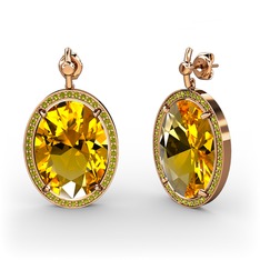 Nada Küpe - Sitrin ve peridot 18 ayar rose altın küpe #33ffwi