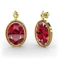 Garnet 925 ayar altın kaplama gümüş küpe
