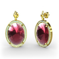 Nada Küpe - Kök yakut ve akuamarin 18 ayar altın küpe #3co0tz