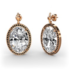 Beyaz zirkon ve siyah zirkon 925 ayar rose altın kaplama gümüş küpe