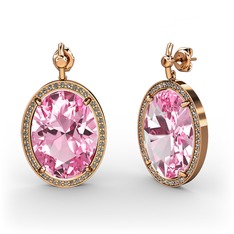 Nada Küpe - Pembe kuvars ve dumanlı kuvars 925 ayar rose altın kaplama gümüş küpe #7edq0g