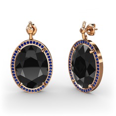 Nada Küpe - Siyah zirkon ve lab safir 925 ayar rose altın kaplama gümüş küpe #7j5pft