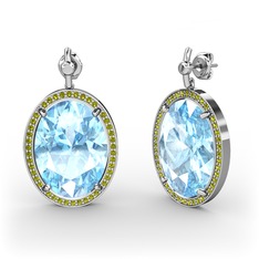 Nada Küpe - Akuamarin ve peridot 14 ayar beyaz altın küpe #7su7h3