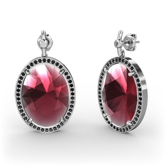 Nada Küpe - Kök yakut ve siyah zirkon 18 ayar beyaz altın küpe #8kbp7l