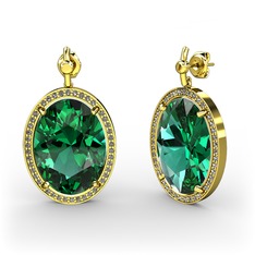 Nada Küpe - Yeşil kuvars ve dumanlı kuvars 8 ayar altın küpe #8w2kqd